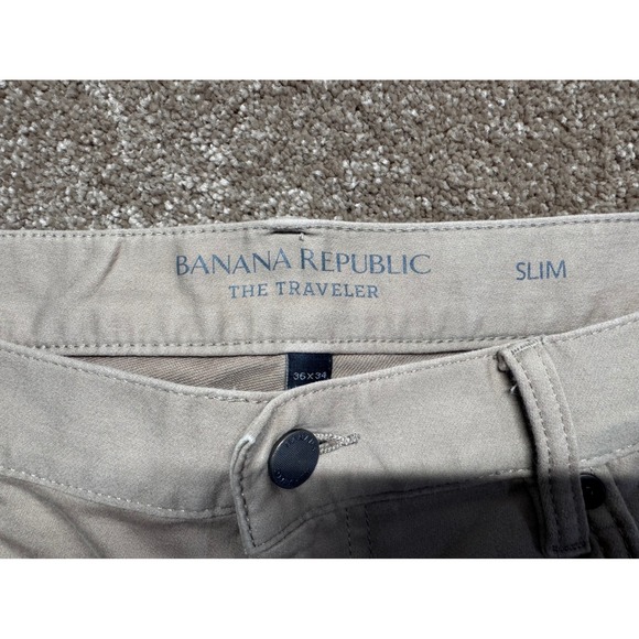 Banana Republic The Traveler Slim Fit Pants Khaki Tan Men's 36x34 - Picture 6 of 11